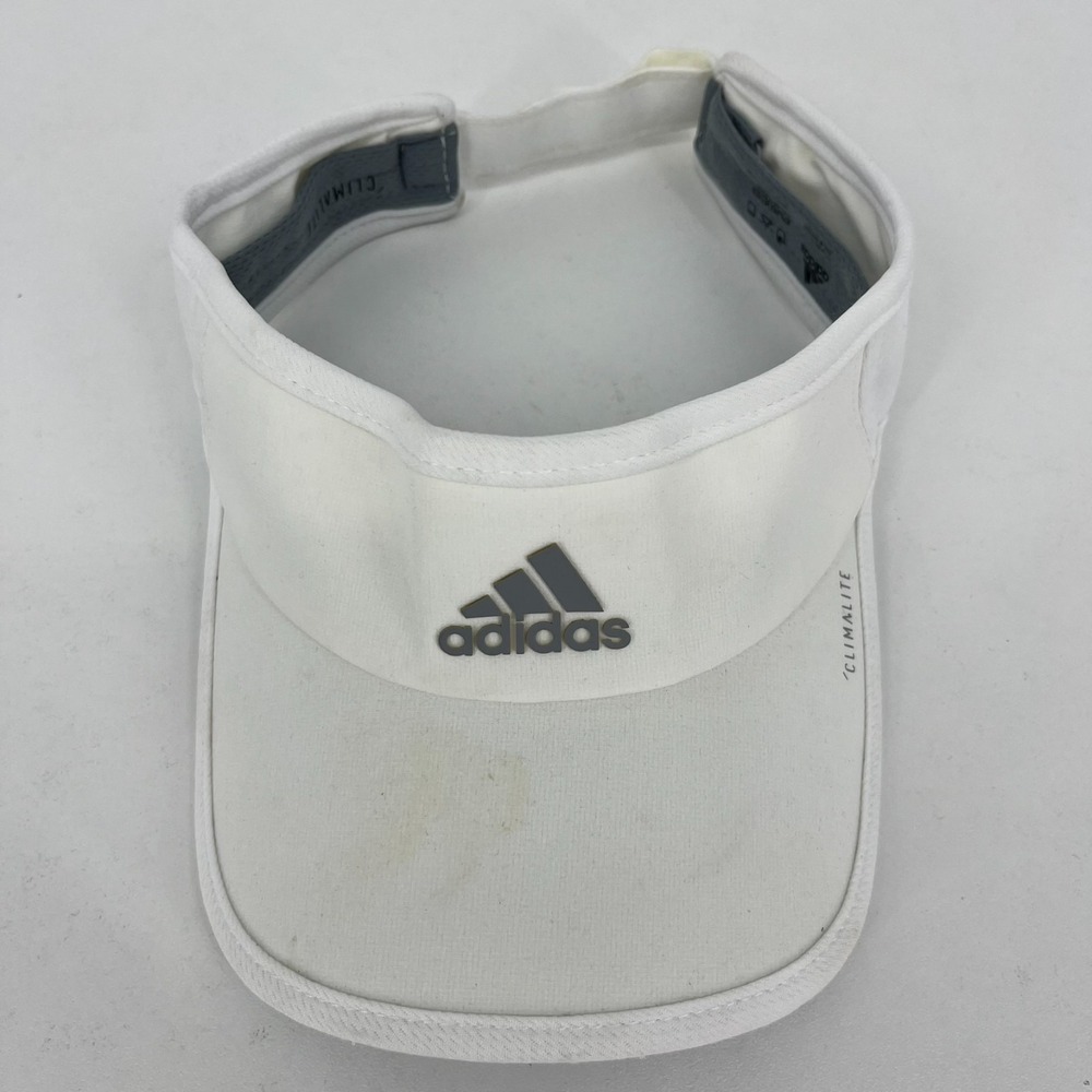 Adidas Climalite White Athletic Sun Visor Adjustable Tennis Golf Hat